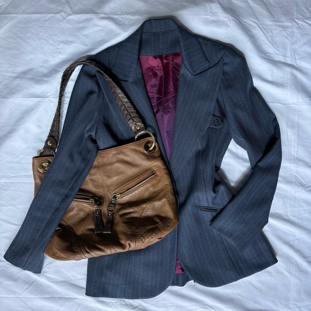 B. Makowsky Brown Leather Shoulder Bag Purse